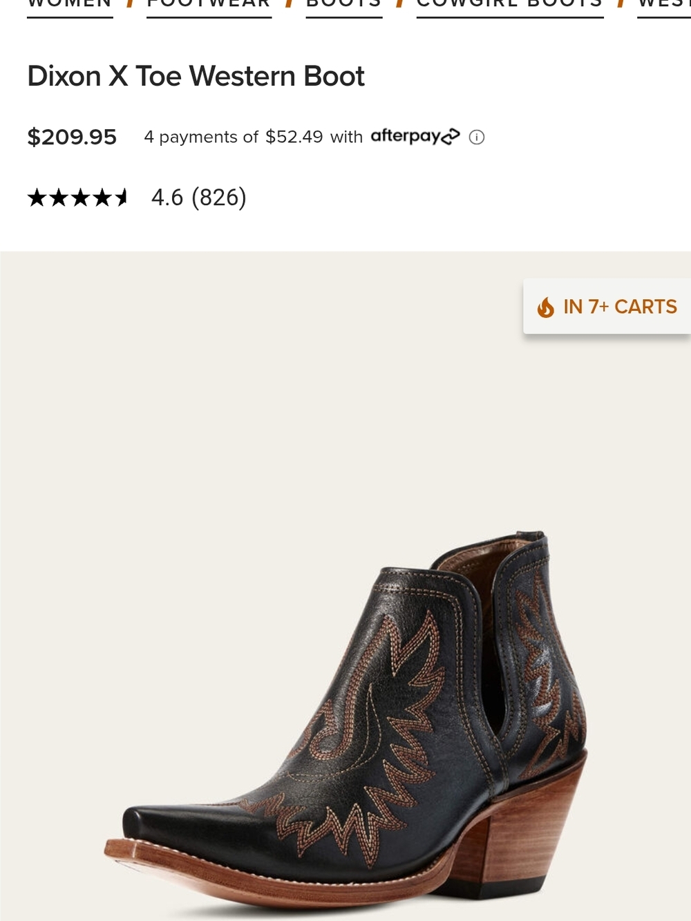 Ariat Black Dixon X Toe Western Ankle Boots